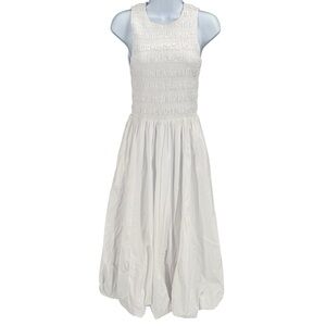 Madewell The melody Bubble-Hem Smocked Cotton Poplin Mini Dress Size S In White